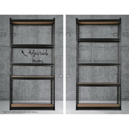 Giantz 5x1.8M Garage Shelving Warehouse Rack Pallet Racking Storage Shelve Black.