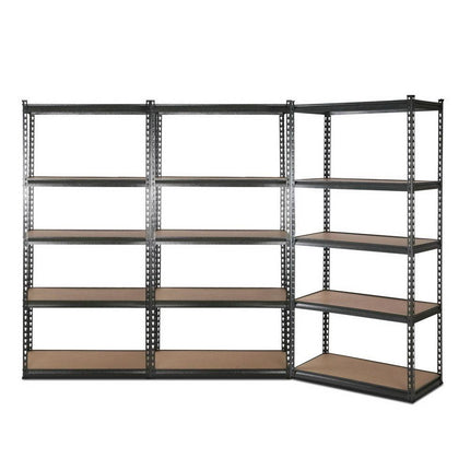 3x1.8M 5-Shelves Steel Warehouse Shelving Racking Garage Storage Rack Grey.