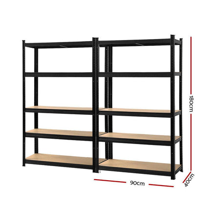 Giantz 2x1.8M Garage Shelving Warehouse Rack Pallet Racking Storage Shelf Black.