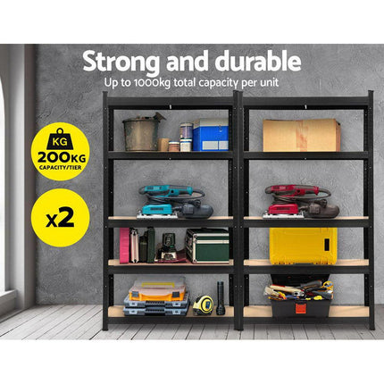 Giantz 2x1.8M Garage Shelving Warehouse Rack Pallet Racking Storage Shelf Black.