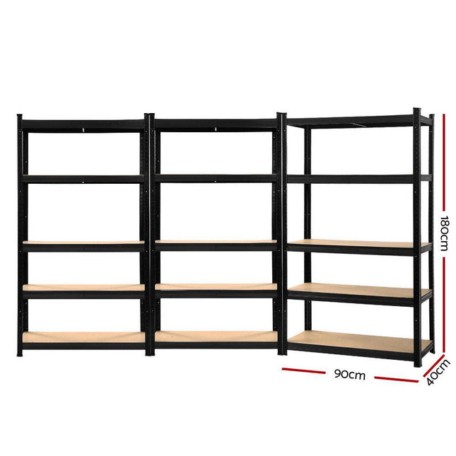 Giantz 3x1.8M Garage Shelving Warehouse Rack Pallet Racking Storage Shelf Black.