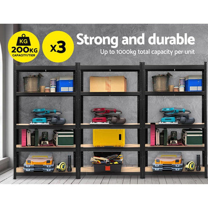 Giantz 3x1.8M Garage Shelving Warehouse Rack Pallet Racking Storage Shelf Black.