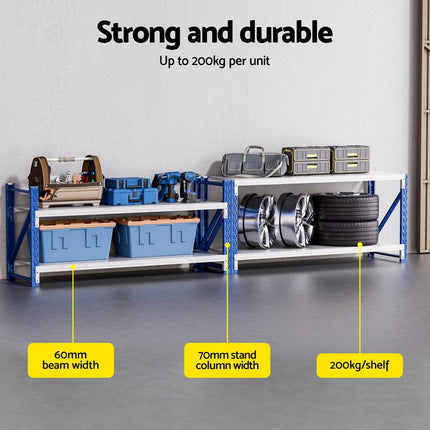 Giantz 2x 0.9M Garage Shelving Workbench Warehouse Rack.