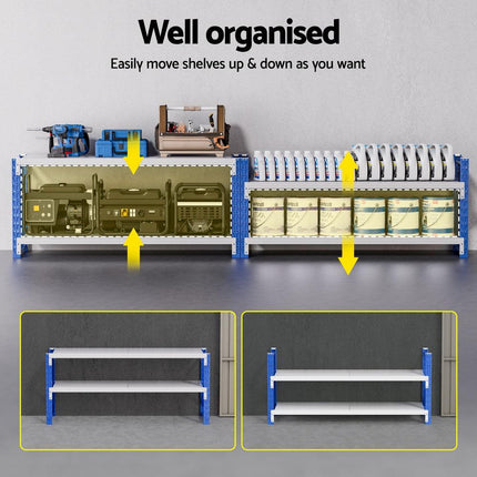 Giantz 2x 0.9M Garage Shelving Workbench Warehouse Rack.