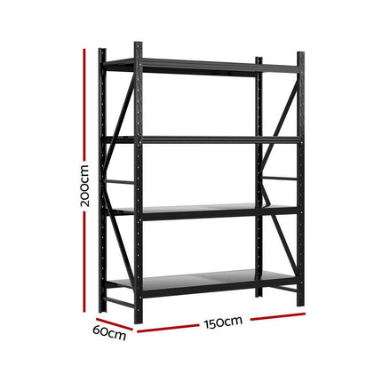 2Mx1.5M Giantz Garage Shelving Warehouse Rack Black.