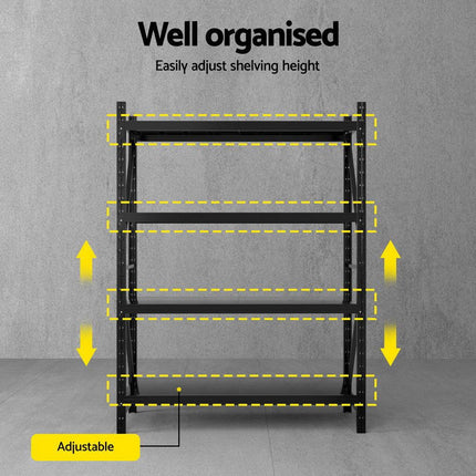 2Mx1.5M Giantz Garage Shelving Warehouse Rack Black.