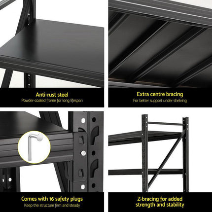 Giantz 4Mx1.8M Garage Shelving Warehouse Rack Black.