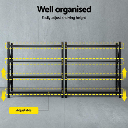 Giantz 4Mx2M Garage Shelving Warehouse Rack Black.