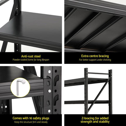 Giantz 4Mx2M Garage Shelving Warehouse Rack Black.