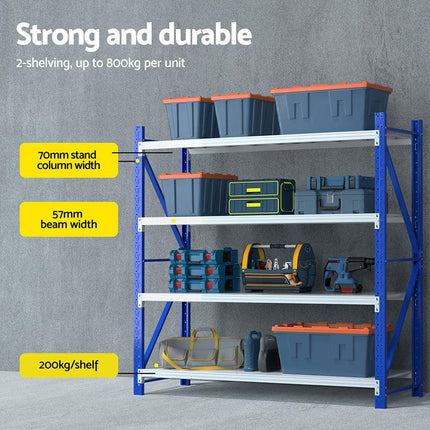 Giantz 4Mx2M Garage Shelving Warehouse Rack Blue.