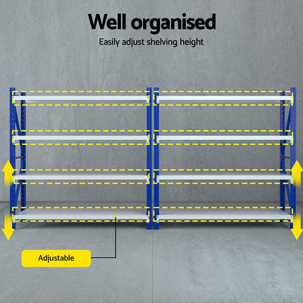 Giantz 4Mx2M Garage Shelving Warehouse Rack Blue.