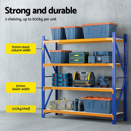 Giantz 4Mx2M Garage Shelving Warehouse Rack Orange.