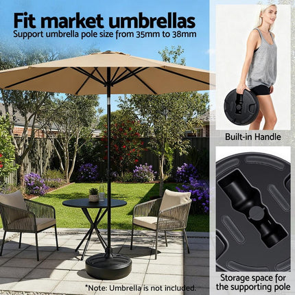 Instahut Outdoor Umbrella Base Weight Round Plastic Pole Holder 35-38mm Beach.