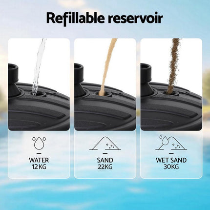 Instahut Outdoor Umbrella Base Weight Round Plastic Pole Holder 35-38mm Beach.
