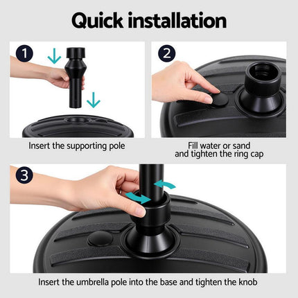 Instahut Outdoor Umbrella Base Weight Round Plastic Pole Holder 35-38mm Beach.