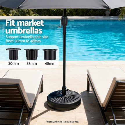 Instahut Outdoor Umbrella Base Weight Round Plastic Pole Holder 30-48mm Beach.