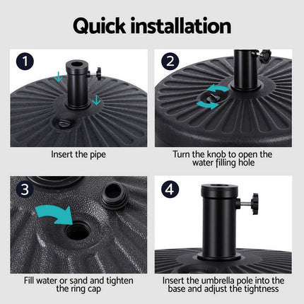 Instahut Outdoor Umbrella Base Weight Round Plastic Pole Holder 30-48mm Beach.