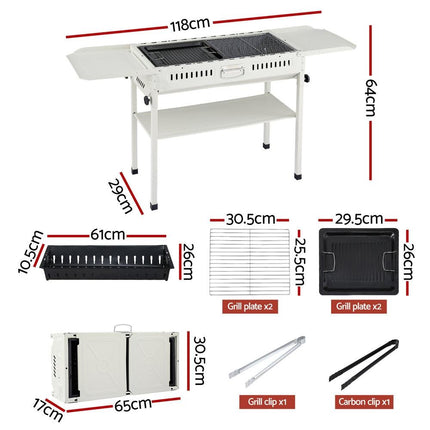 Grillz Portable BBQ Grill w/ Stainless Steel Racks & Pans for Outdoor.