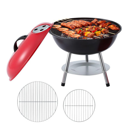 Grillz Charcoal BBQ Grill Portable with Lid for Camping Outdoor.