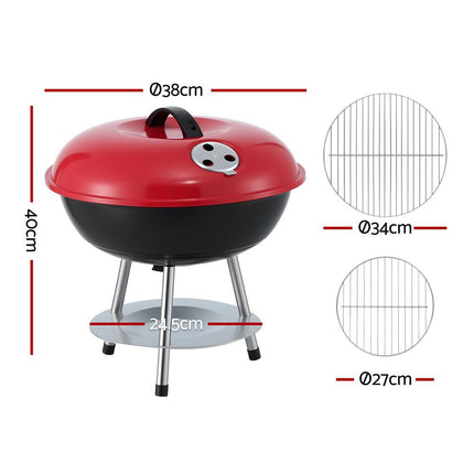 Grillz Charcoal BBQ Grill Portable with Lid for Camping Outdoor.