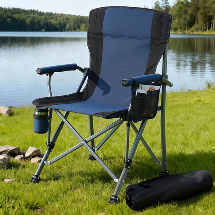 Weisshorn Camping Chair Folding Outdoor Portable Seat Lightweight Beach Picnic Fishing Capacity 120KG Navy Blue.