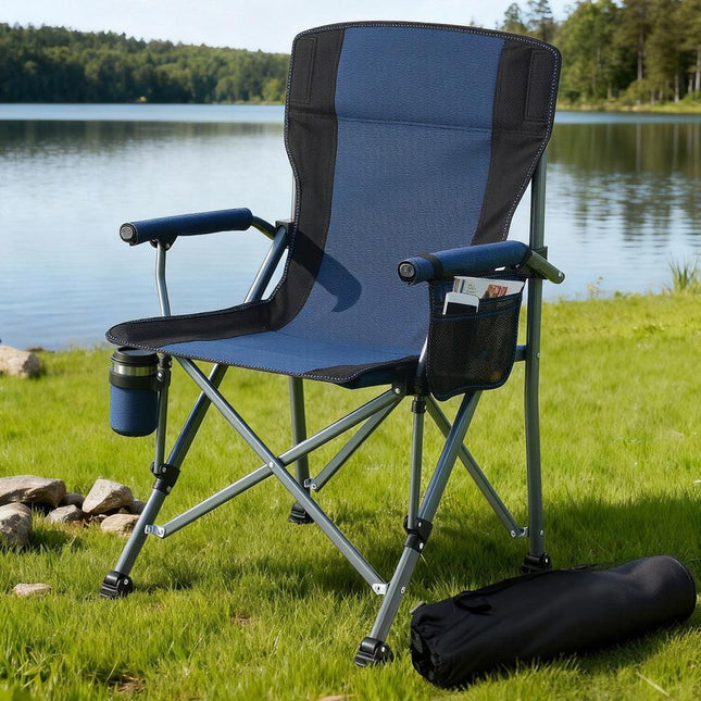 Weisshorn Camping Chair Folding Outdoor Portable Seat Lightweight Beach Picnic Fishing Capacity 120KG Navy Blue.