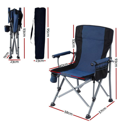 Weisshorn Camping Chair Folding Outdoor Portable Seat Lightweight Beach Picnic Fishing Capacity 120KG Navy Blue.