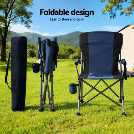 Weisshorn Camping Chair Folding Outdoor Portable Seat Lightweight Beach Picnic Fishing Capacity 120KG Navy Blue.