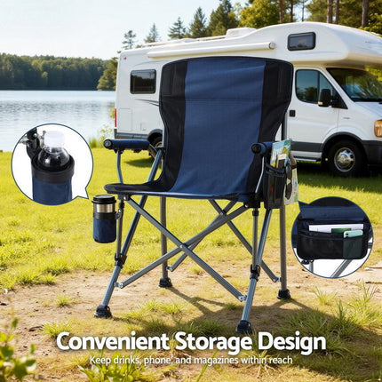 Weisshorn Camping Chair Folding Outdoor Portable Seat Lightweight Beach Picnic Fishing Capacity 120KG Navy Blue.