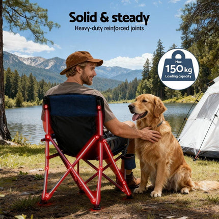Weisshorn Camping Chair Folding Outdoor Portable Seat Lightweight Beach Picnic Fishing Capacity 120KG Navy Blue.