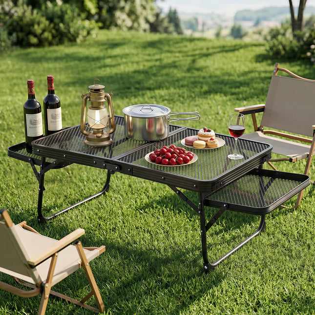 Weisshorn Camping Table Mesh Desktop Lightweight Portable Outdoor Folding Grill Desk.