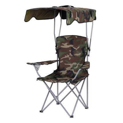 Weisshorn Camping Chair With Canopy Folding Outdoor Portable Seat Lightweight Beach Picnic Fishing Capacity 120KG Army Green.