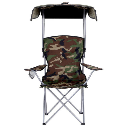 Weisshorn Camping Chair With Canopy Folding Outdoor Portable Seat Lightweight Beach Picnic Fishing Capacity 120KG Army Green.