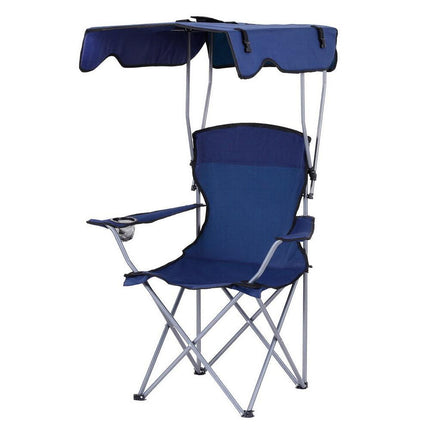 Weisshorn Camping Chair With Canopy Folding Outdoor Portable Seat Lightweight Beach Picnic Fishing Capacity 120KG Navy Blue.