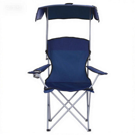 Weisshorn Camping Chair With Canopy Folding Outdoor Portable Seat Lightweight Beach Picnic Fishing Capacity 120KG Navy Blue.