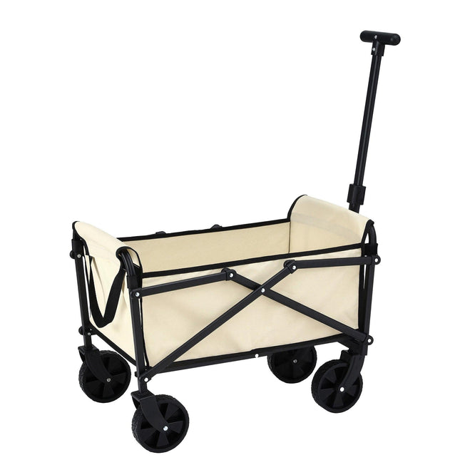 Gardeon Garden Cart Folding Trolley Camping Wagon Barrow Outdoor Beach Beige.