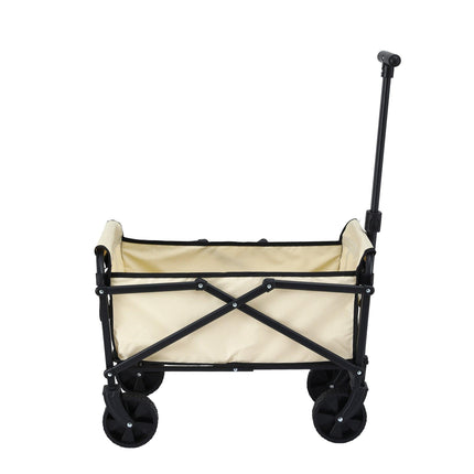 Gardeon Garden Cart Folding Trolley Camping Wagon Barrow Outdoor Beach Beige.