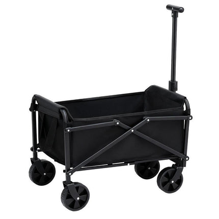 Gardeon Garden Cart Folding Trolley Camping Wagon Barrow Outdoor Beach Black.
