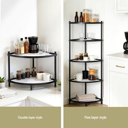 Artiss 5-Tier Kitchen Corner Shelf Rack Stand Microwave Metal Storage Shelves.