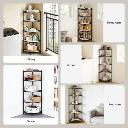Artiss 5-Tier Kitchen Corner Shelf Rack Stand Microwave Metal Storage Shelves.