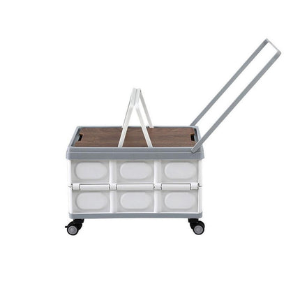 Gardeon Collapsible Outdoor Storage Box 54L Stackable Folding Camping Organizer Wheels Plywood Lid Beige.