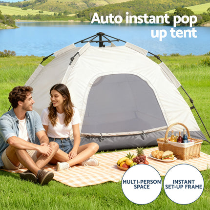 Weisshorn Camping Tent Instant Tent Pop up 2 Person Outdoor Hiking Tents Hiking Beige.