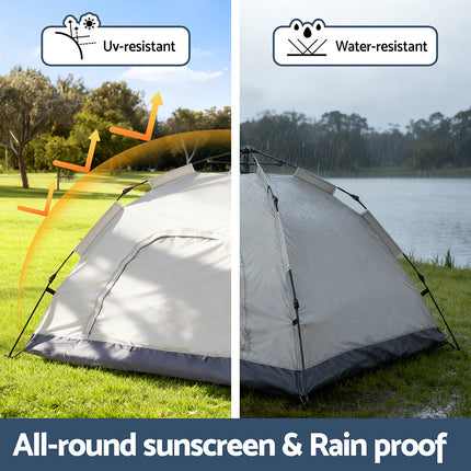 Weisshorn Camping Tent Instant Tent Pop up 2 Person Outdoor Hiking Tents Hiking Beige.
