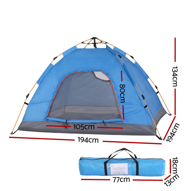 Weisshorn Camping Tent Instant Tent Pop up 2 Person Outdoor Hiking Tents Hiking Blue.