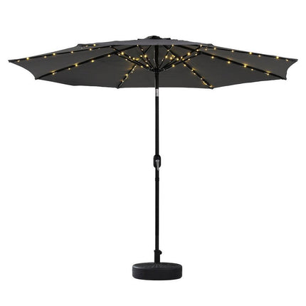 Instahut Outdoor Umbrella 2.9m Market Umbrella with String Light Tilt Charcoal Shade.