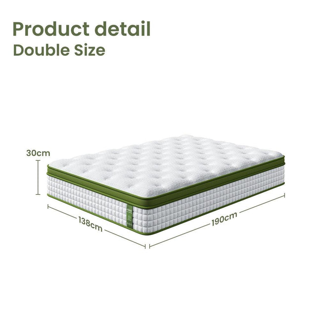 BedStory Double 30cm Hybrid Mattress Cooling Gel Memory Foam 5 Zone Pocket Spring Bed Temperature Regulating.