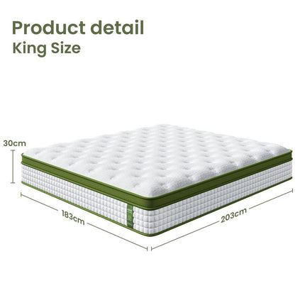 BedStory King 30cm Hybrid Mattress Cooling Gel Memory Foam 5 Zone Pocket Spring Bed Temperature Regulating.