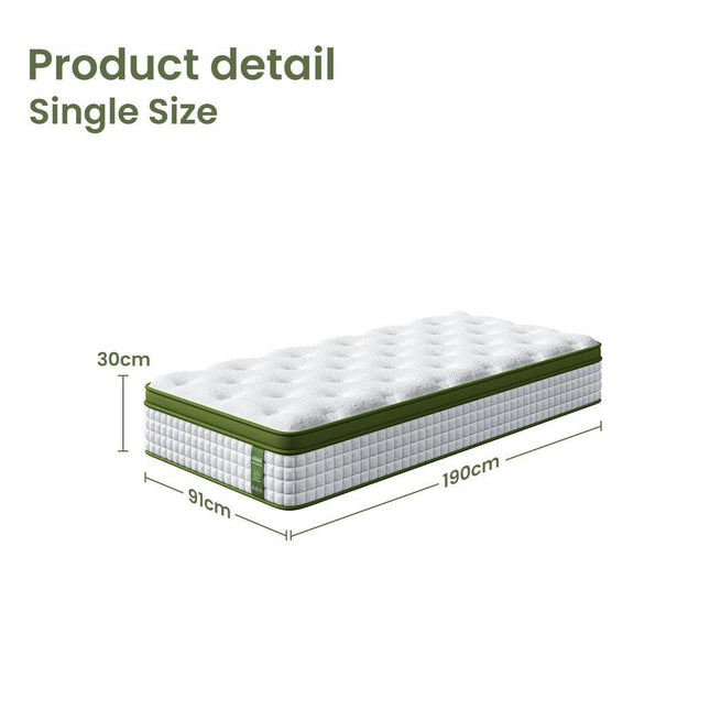 BedStory Single 30cm Hybrid Mattress Cooling Gel Memory Foam 5 Zone Pocket Spring Bed Temperature Regulating.