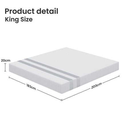 20cm King Reversible Gel Memory Foam Mattress BedStory Medium Soft & Firm.