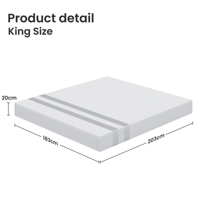 20cm King Reversible Gel Memory Foam Mattress BedStory Medium Soft & Firm.